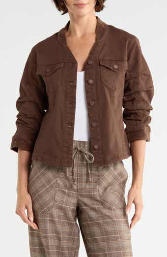 Ruched Sleeve Denim & Corduroy Jacket