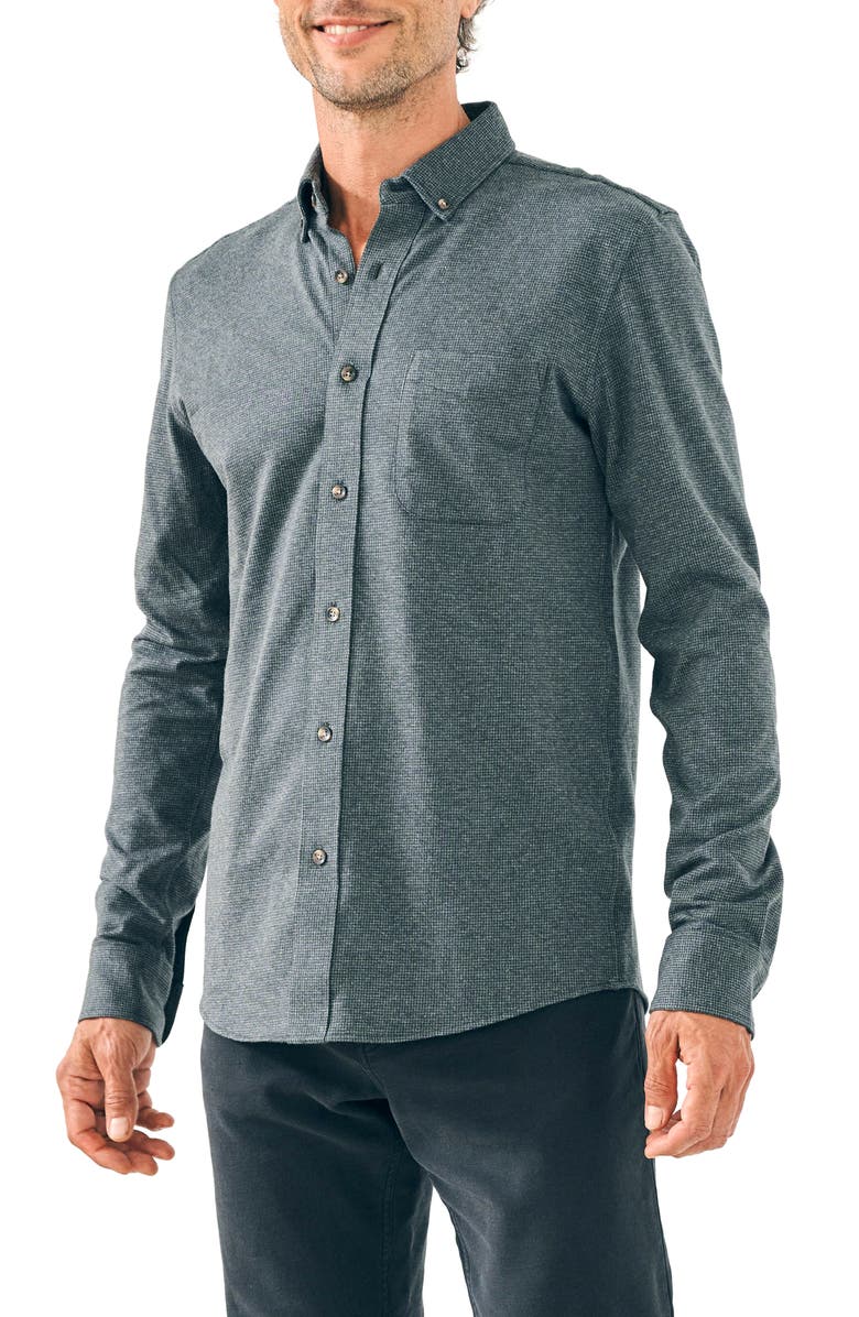 Faherty Houndstooth Knit Button-Down Shirt, Main, color,