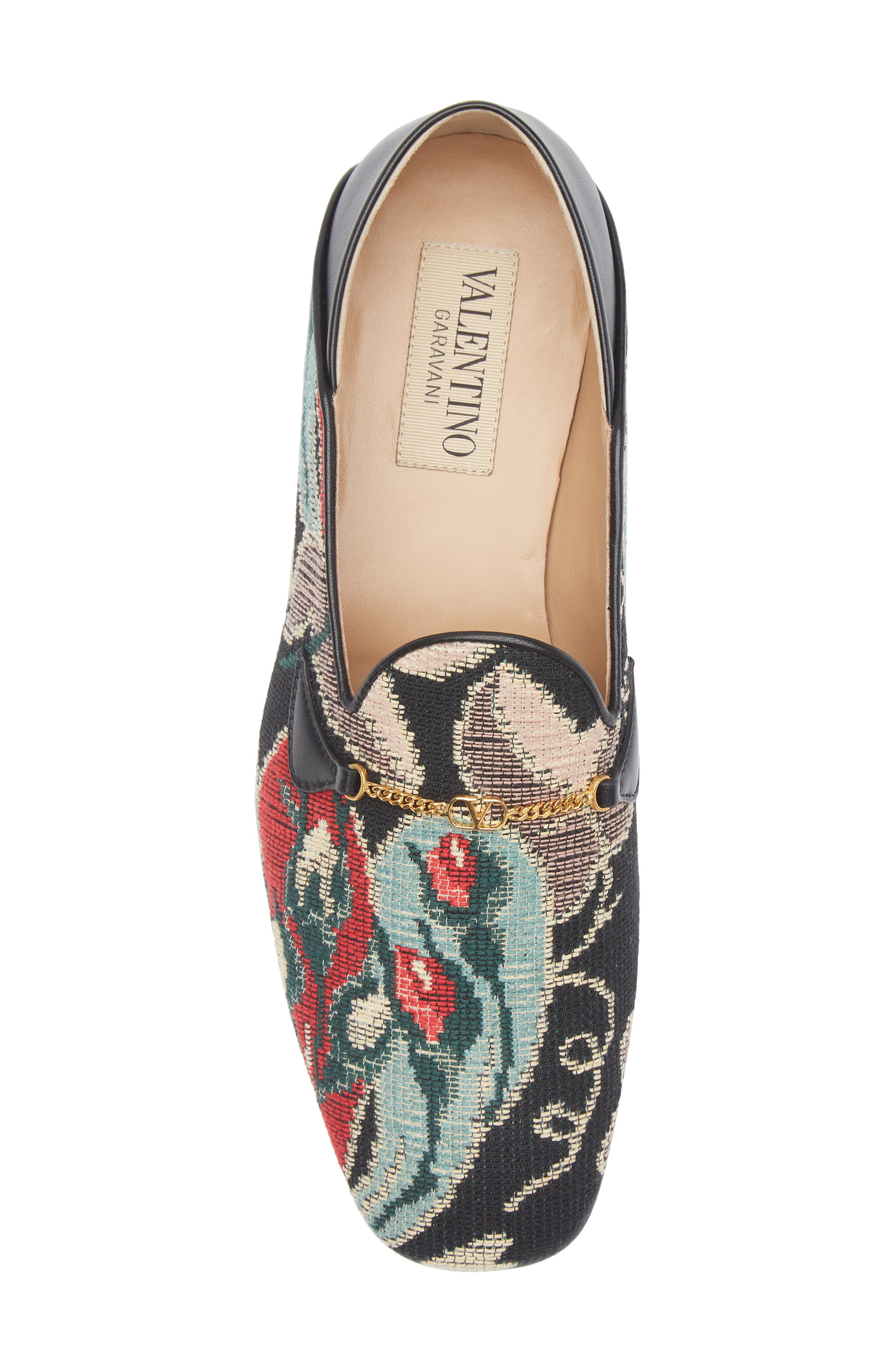 Valentino Garavani Floral Jacquard Bit Loafer, Alternate, color, Black Multi