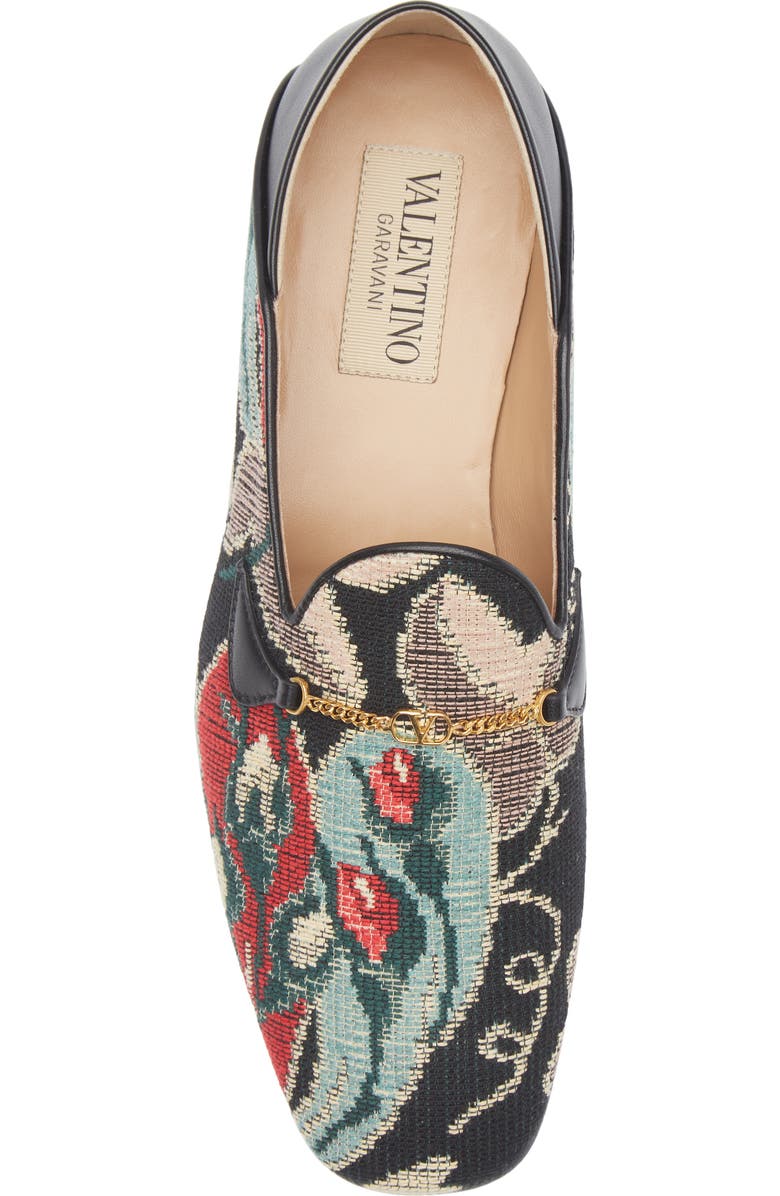 Valentino Garavani Floral Jacquard Bit Loafer, Alternate, color, Black Multi