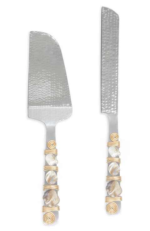 Mother-of-Pearl Embellished 2-Piece Cake Serving Set