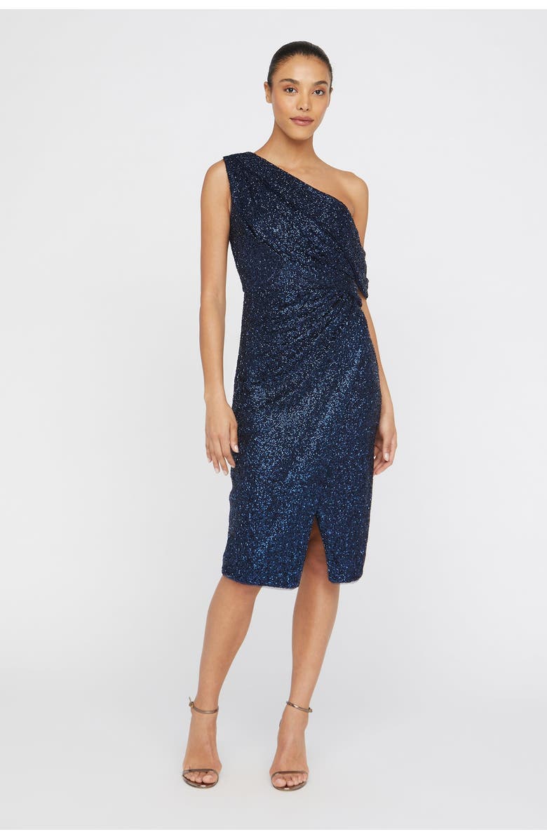 Theia Briella One-Shoulder Cocktail, Alternate, color, Navy