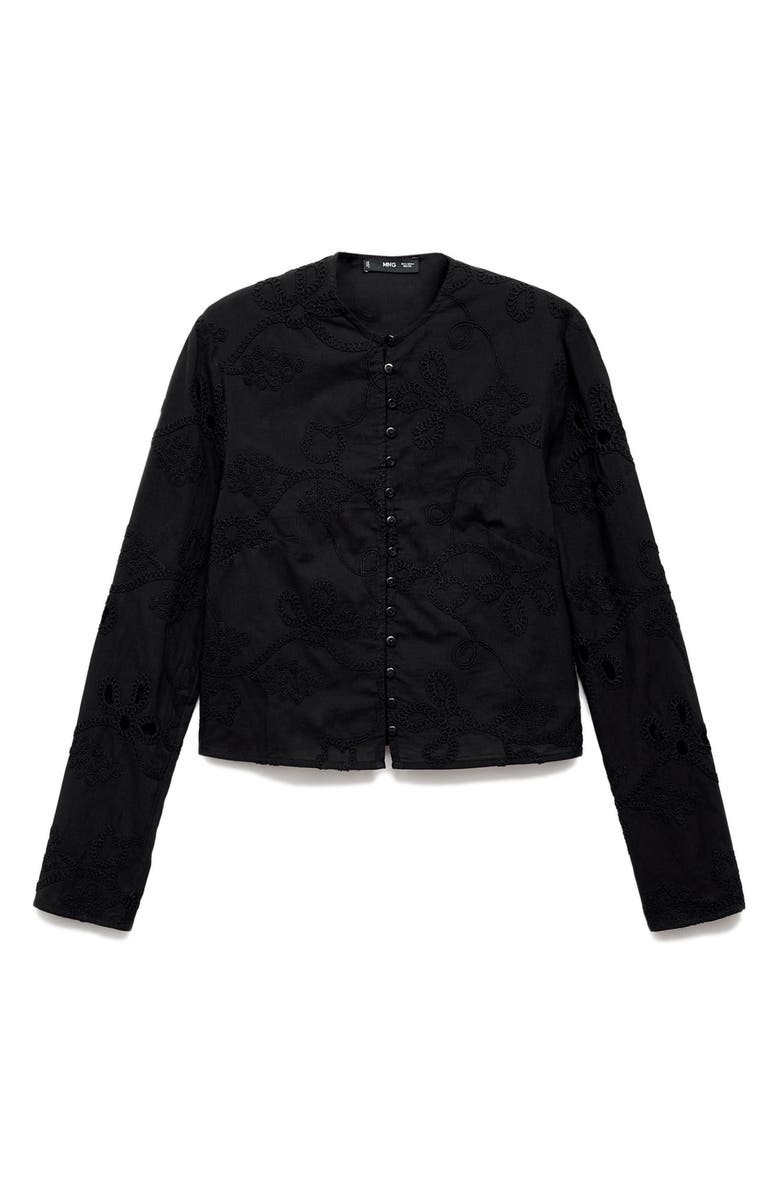 MANGO Embroidered Shirt, Main, color, Black