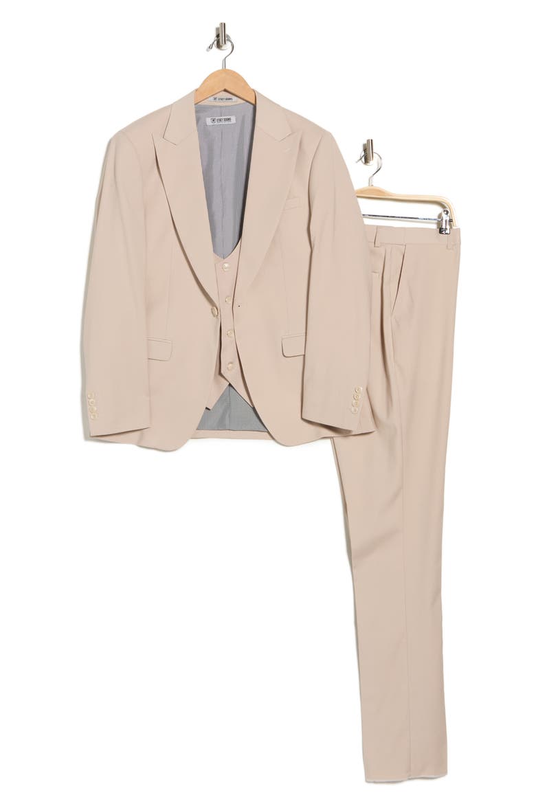 Stretch 3-Piece Suit, Alternate, color, MID TAN