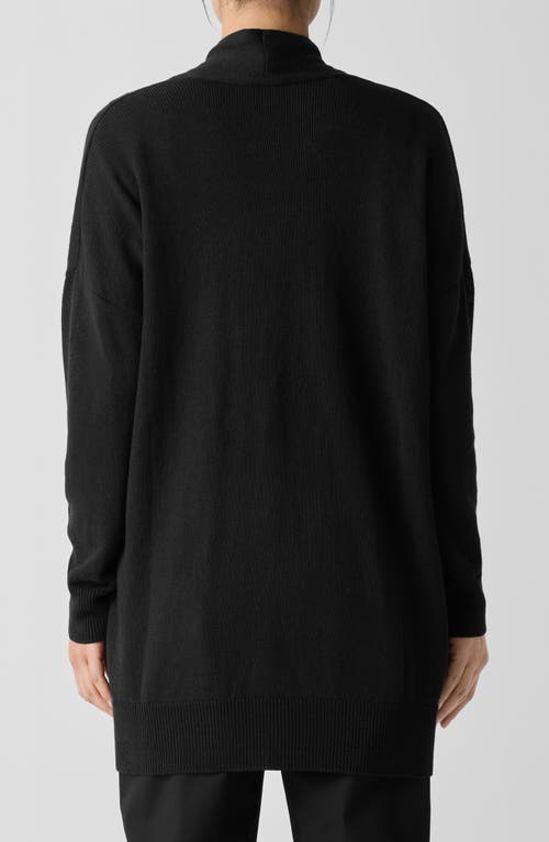 Eileen Fisher Patch Pocket Organic Linen & Organic Cotton Cardigan In Black