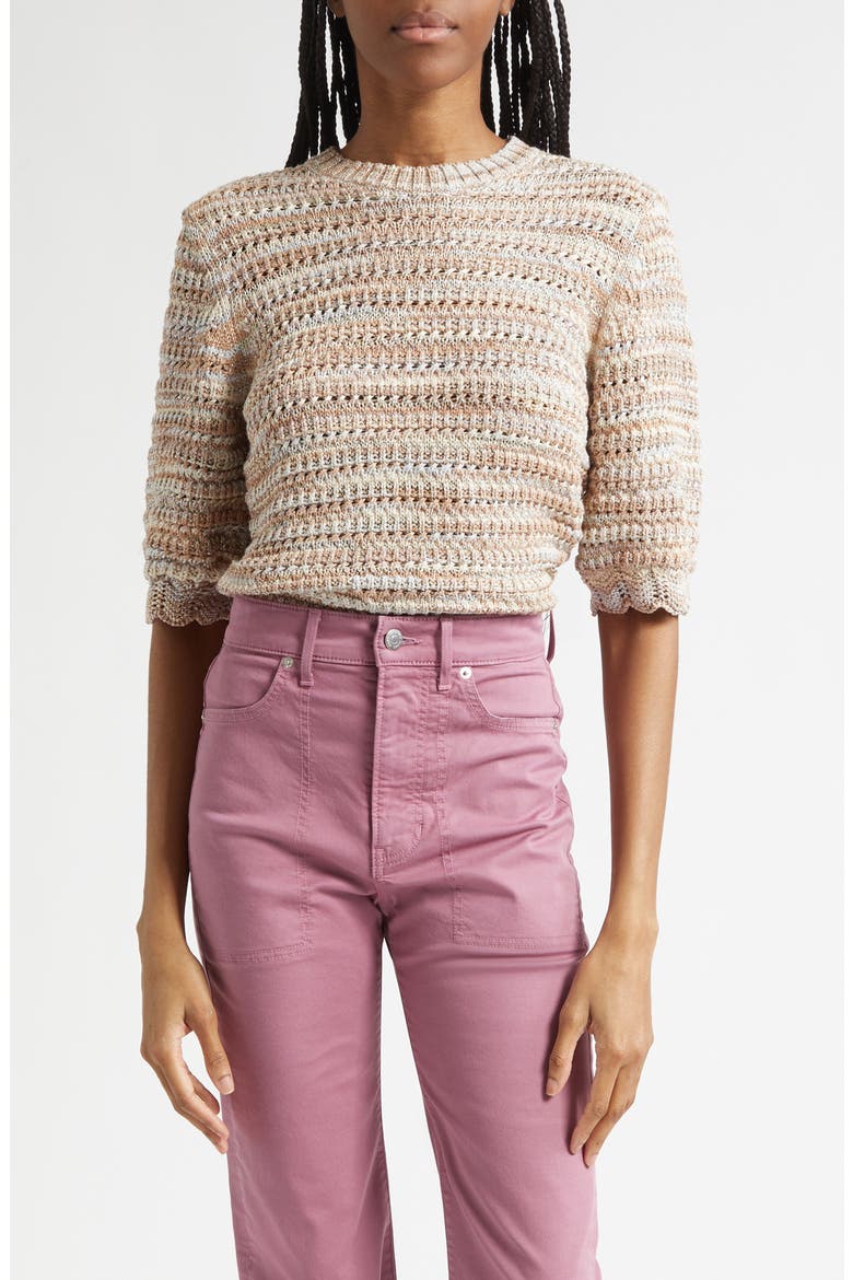 Merivale Metallic Cotton Blend Sweater, Main, color, BEIGE MULTI