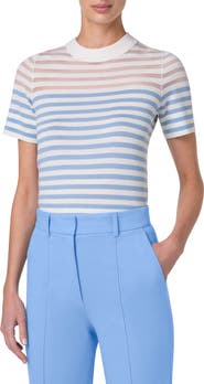 Akris punto Kodak Stripe Short Sleeve Sweater