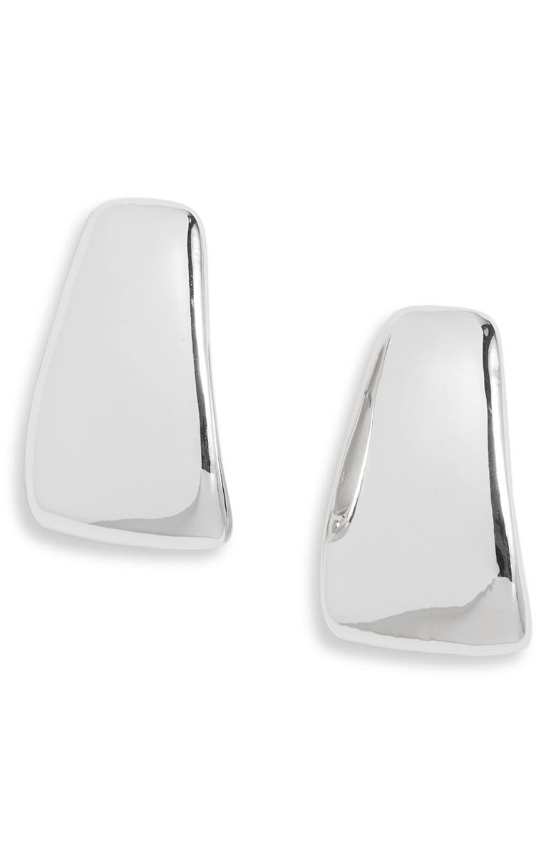 Open Edit Rounded J Hoop Earrings, Main, color, Silver