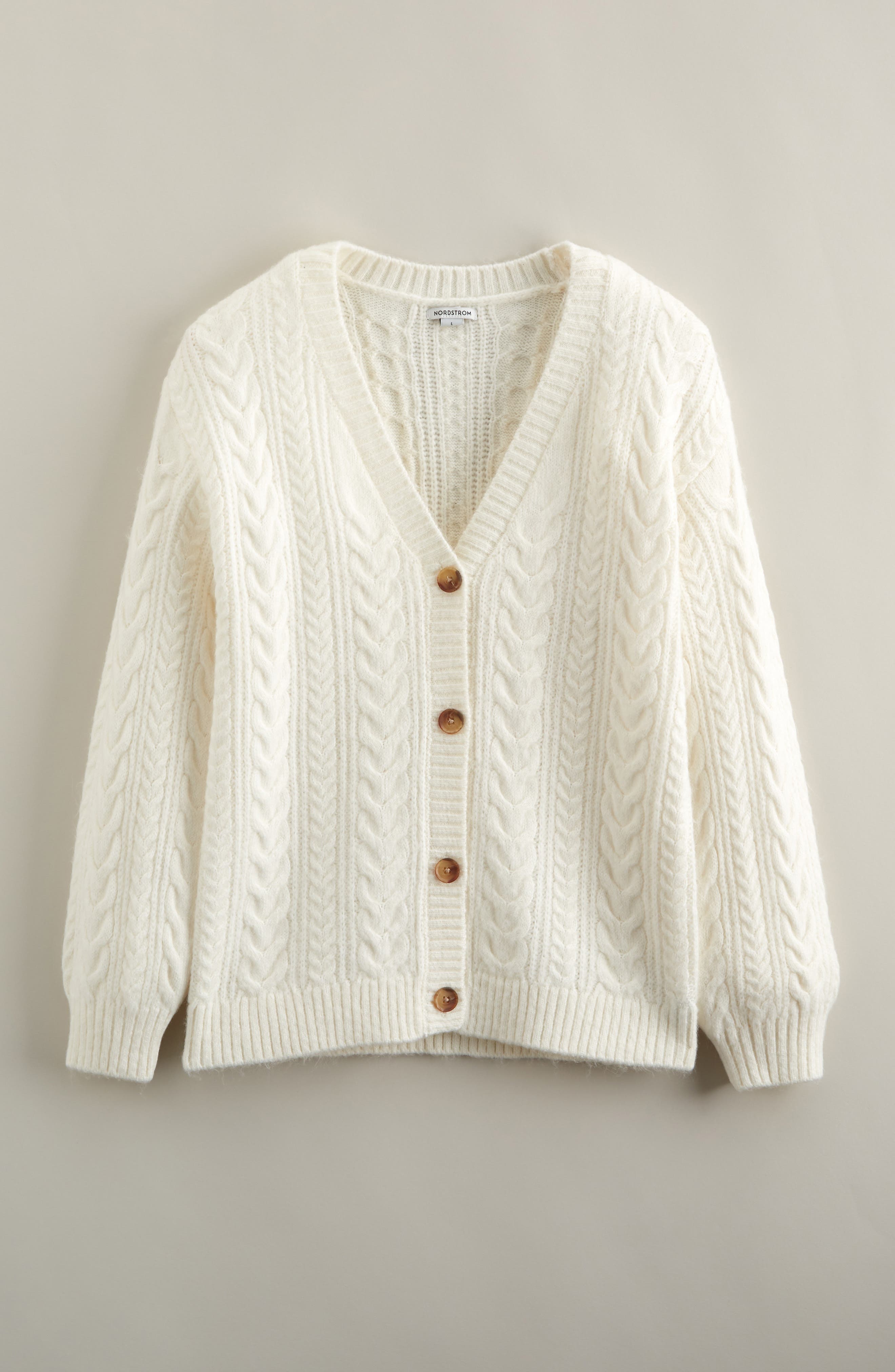 Nordstrom Kids' Oversize Cable Cardigan in Ivory Egret 