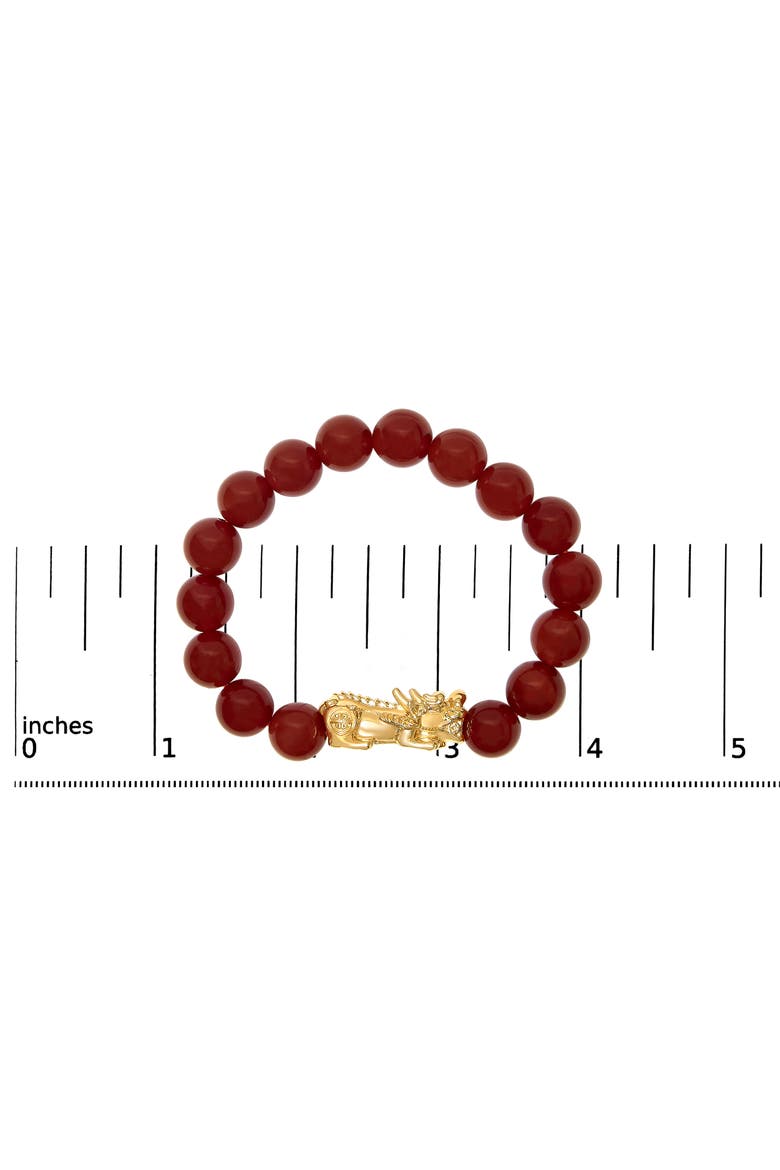 18K Yellow Gold Dragon Charm Red Agate Beaded Charm Bracelet, Alternate, color, Yellow Gold