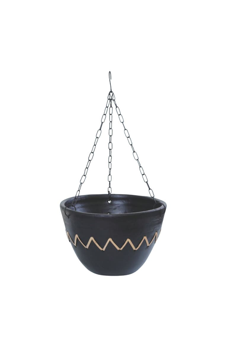 Terracotta 11 in. Black Criss-Cross Hanging Planter, Main, color, Black