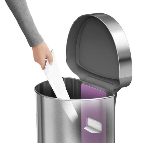 Simplehuman 45l Semi Round Step Can In Brushed