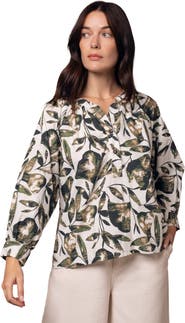 Celtic & Co. Relaxed Cotton Printed V-Neck Blouse