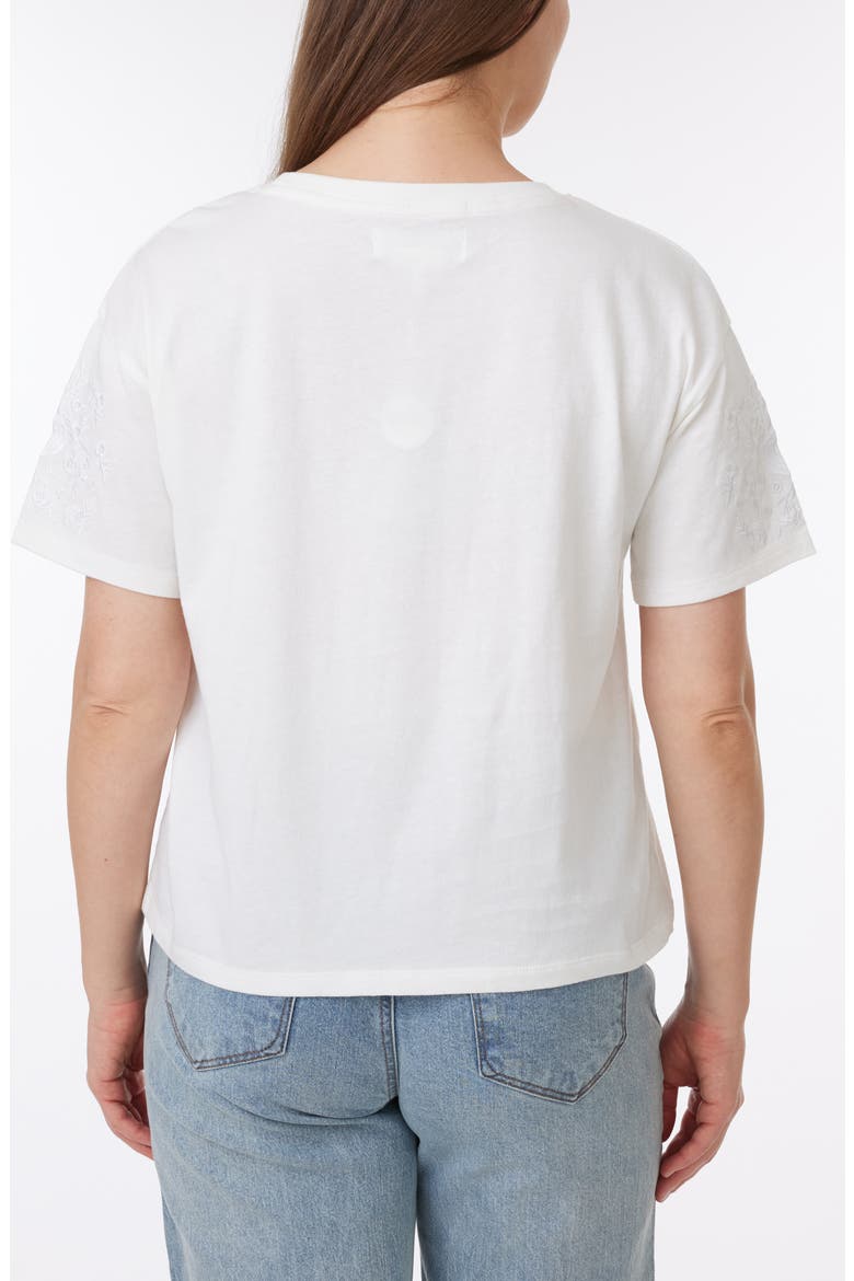 Toni Floral Embroidered Sleeve Boxy Cotton T-Shirt, Alternate, color, SUGAR SWIZZLE