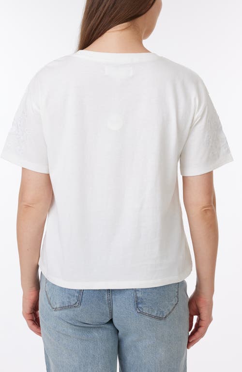 C&c California C & C California Toni Floral Embroidered Sleeve Boxy Cotton T-shirt In Sugar Swizzle