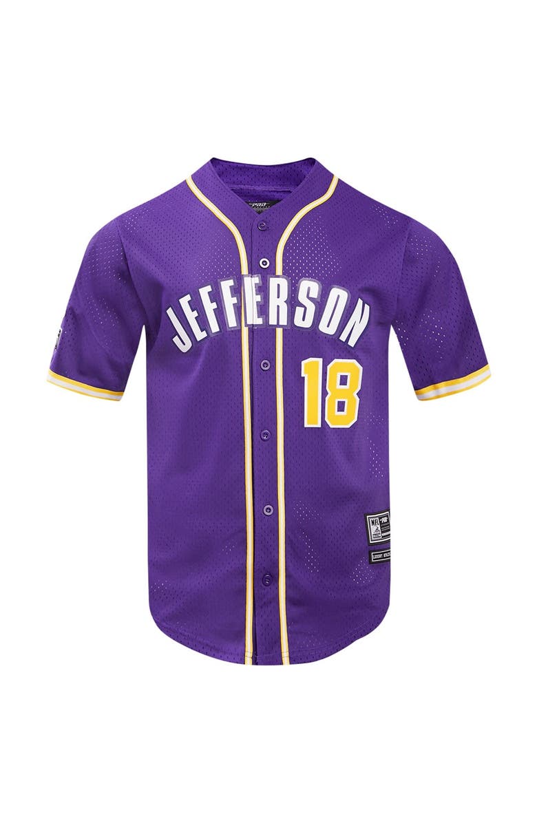 PRO STANDARD Men's Pro Standard Justin Jefferson Purple Minnesota Vikings Mesh Button-Up Baseball Jersey, Alternate, color, Purple