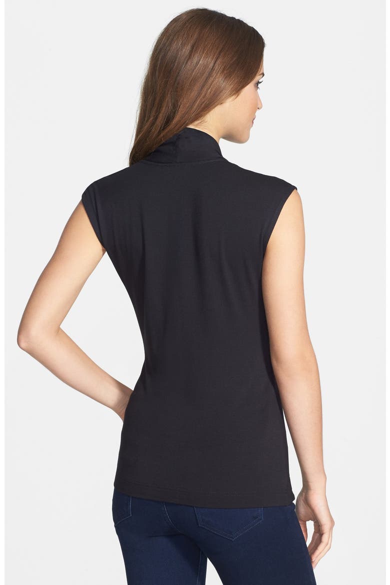 Draped Front Stretch Knit Top, Alternate, color, RICH BLACK