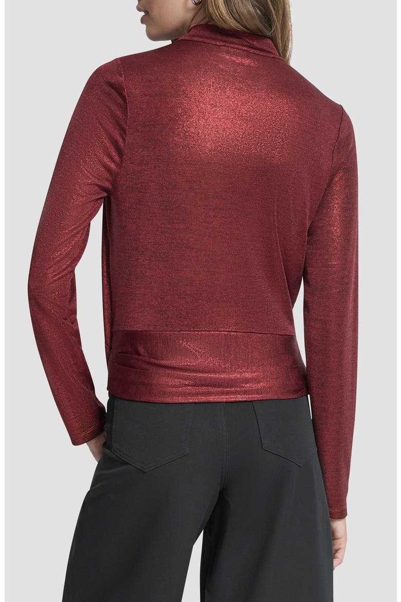 Heather Foil Drape Top, Alternate, color, MERLOT