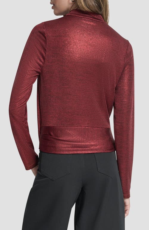 Dkny Heather Foil Drape Top In Burgundy