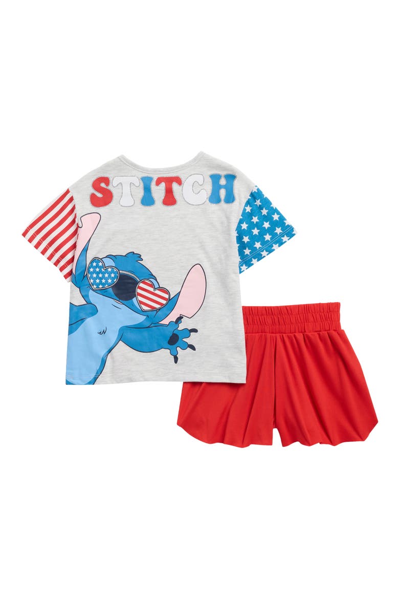 Kids' x Disney Stitch Graphic T-Shirt & Shorts Set, Alternate, color, WHITE/ RED