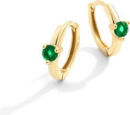 Mint & Lily Solitaire Birthstone Huggie Hoop Earrings