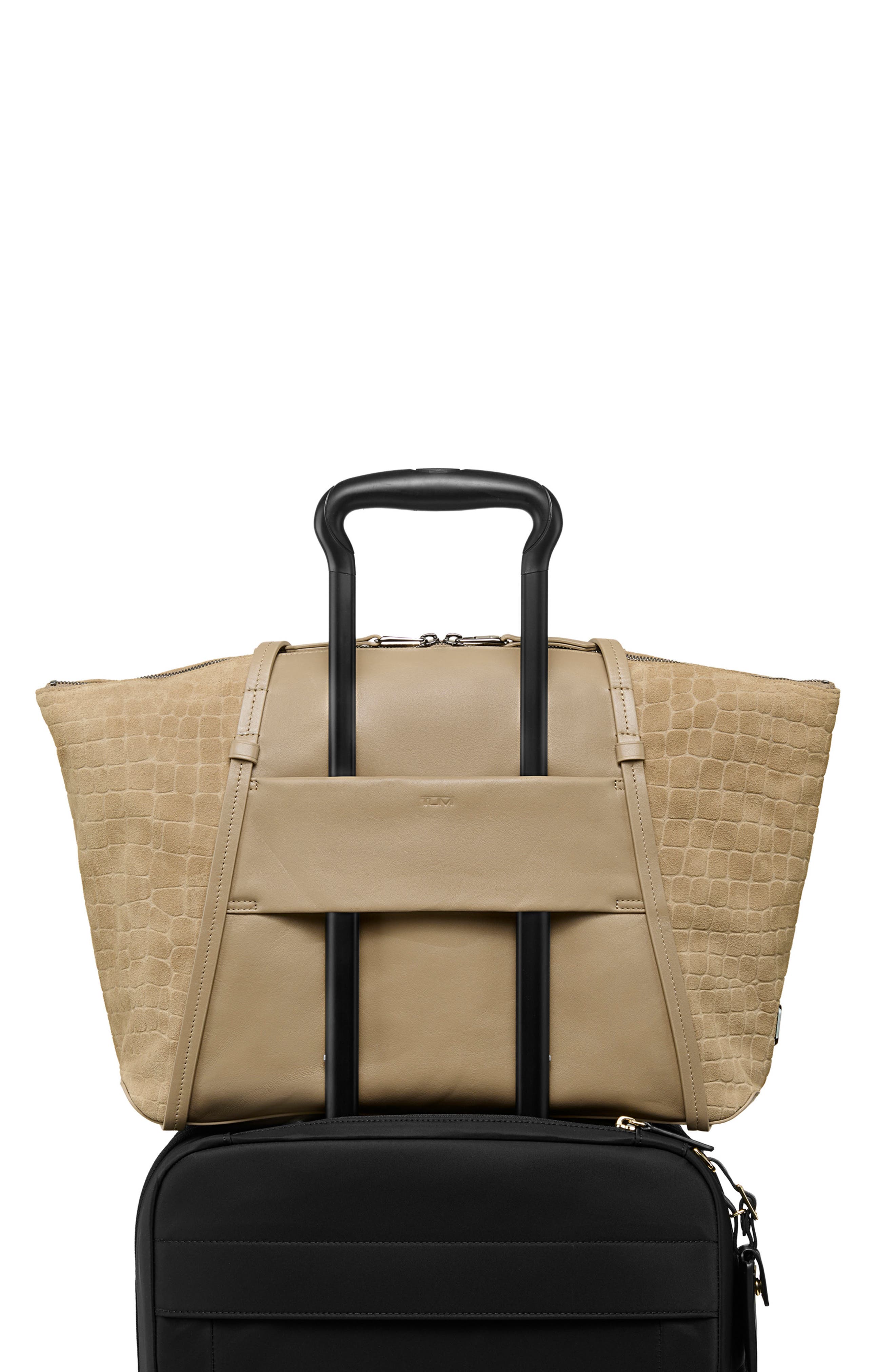 Q Leather Tote, Alternate, color, WHEAT CROC SUEDE