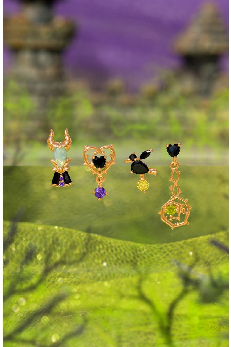 Disney Maleficent Stud Earring Set, Alternate, color, GOLD