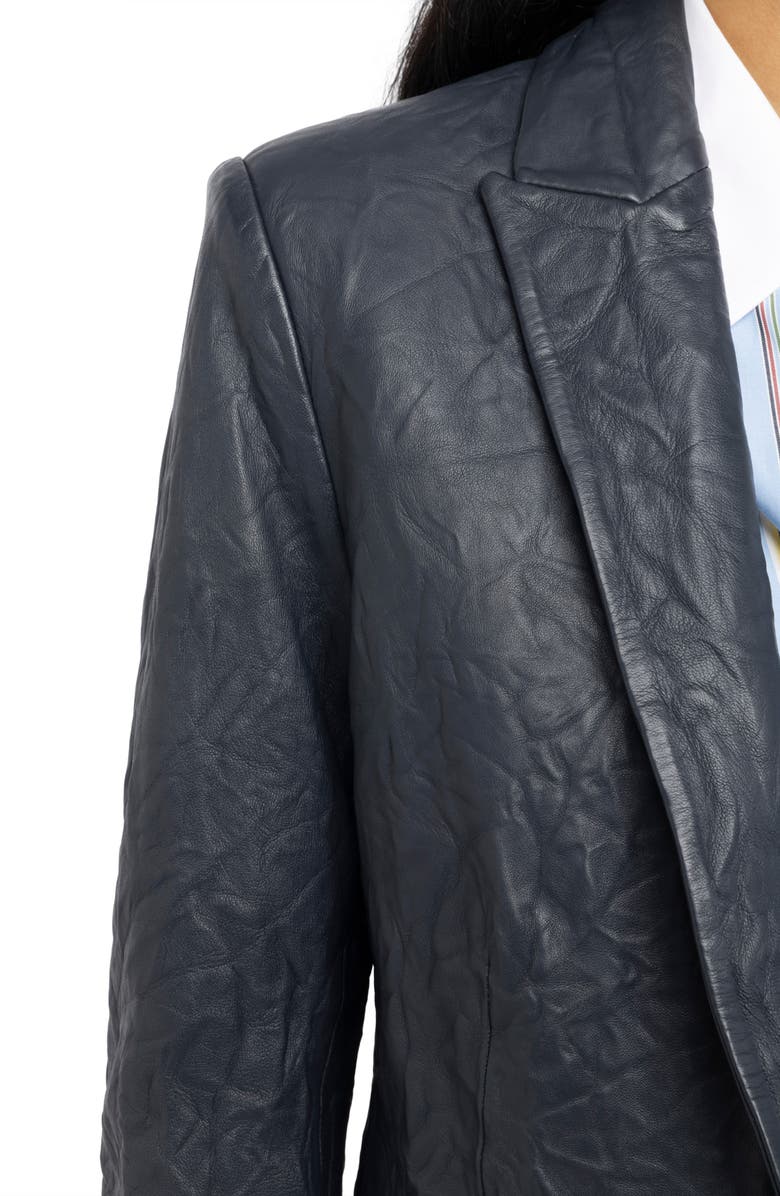 Zadig & Voltaire Valse Crinkled Leather Blazer, Alternate, color, Encre