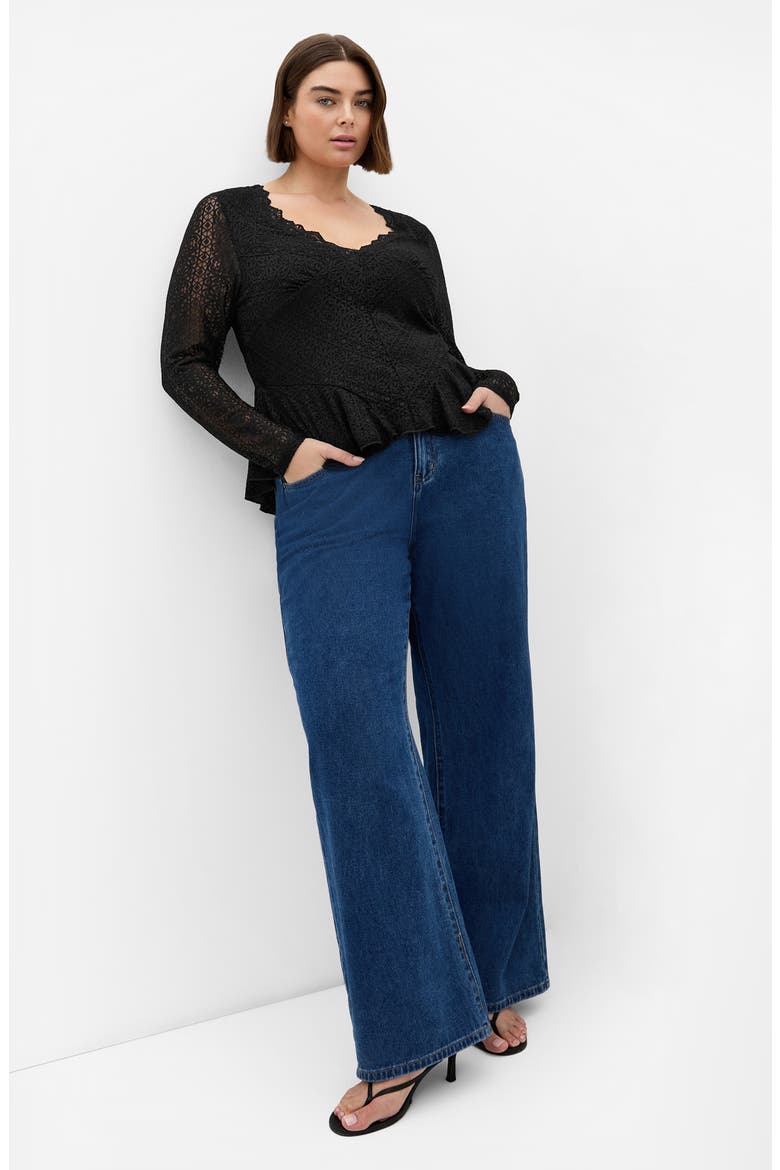 Lola Long Sleeve Lace Shirt, Alternate, color, BLACK