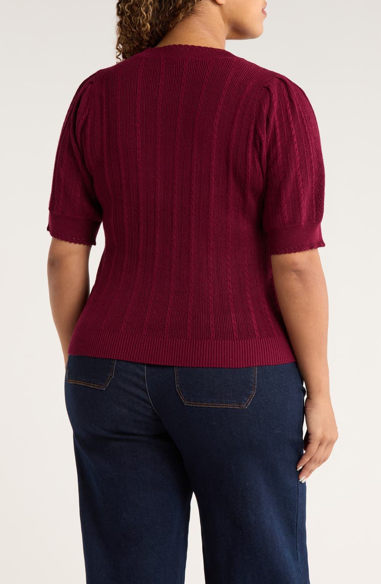 Wit & Wisdom Pointelle Elbow Sleeve Sweater, Alternate, color, Wild Plum