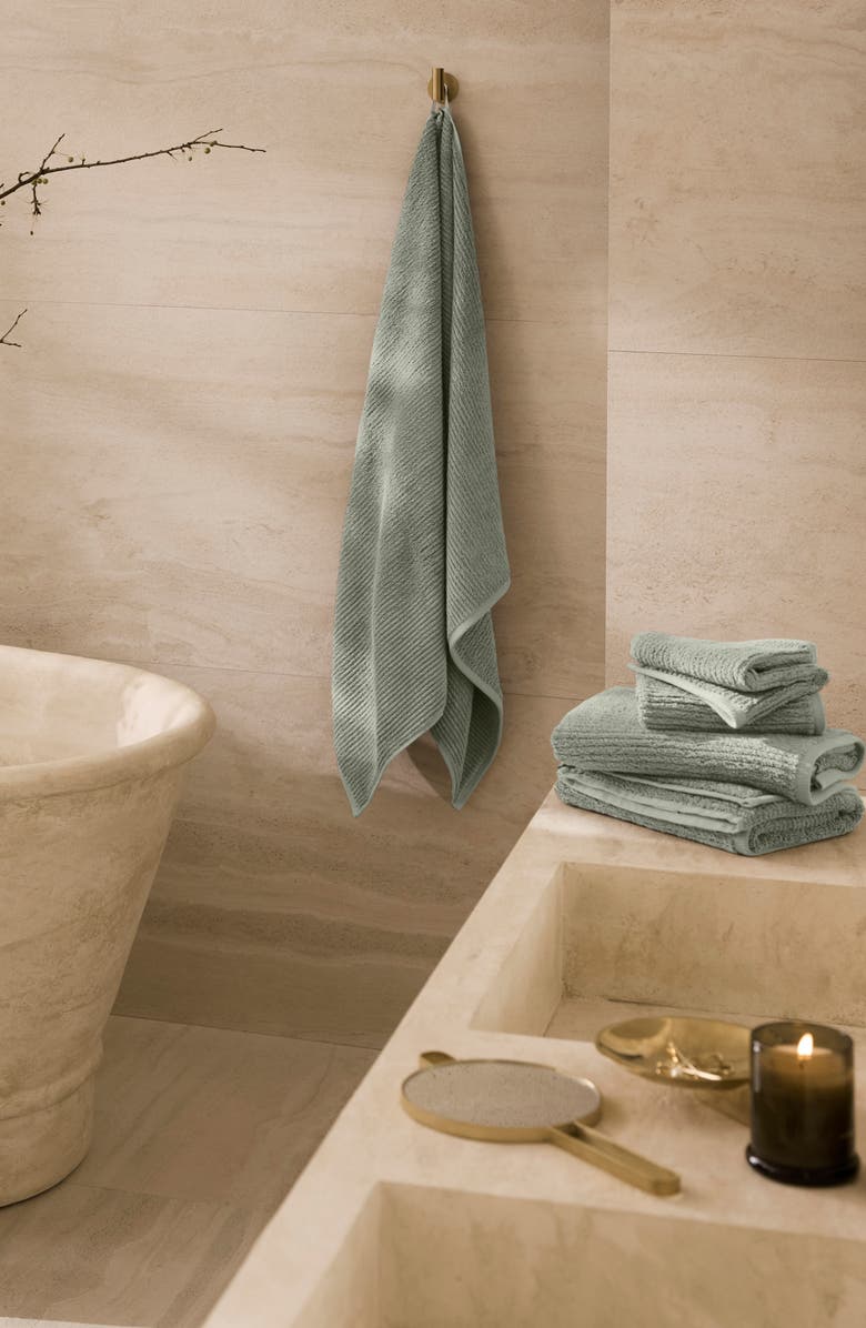 Boll & Branch Turkish Rib Set of 2 Hand Towels, Alternate, color, Sageleaf