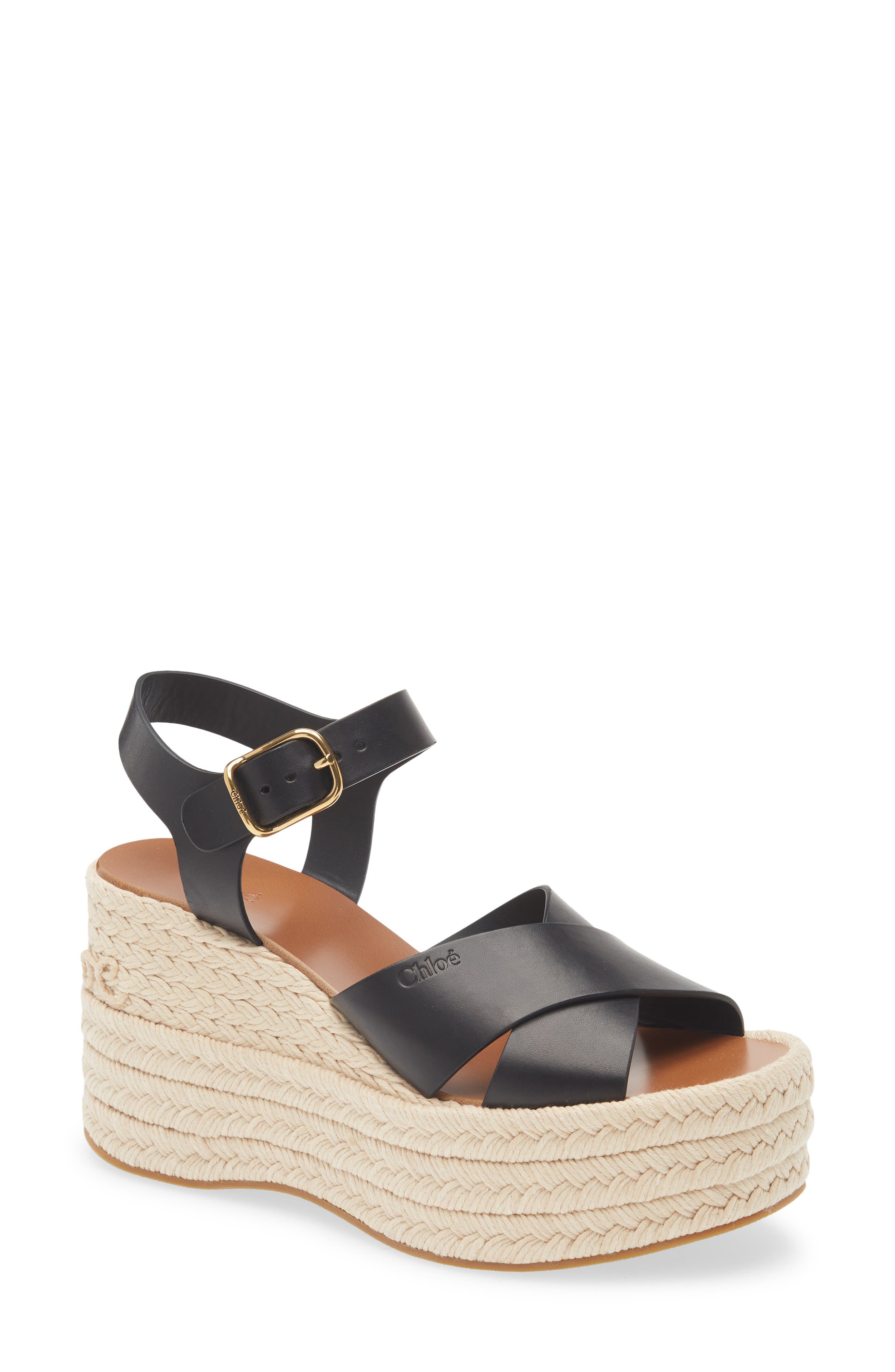 Chloé Isla Platform Espadrille Sandal, Main, color, Beige/ Black