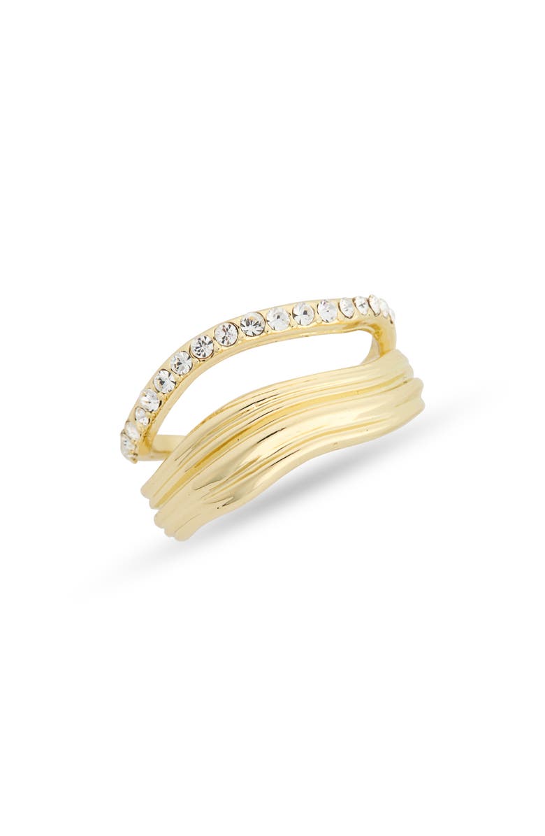 Covet Ripple Pavé Crystal Ring, Main, color, Gold
