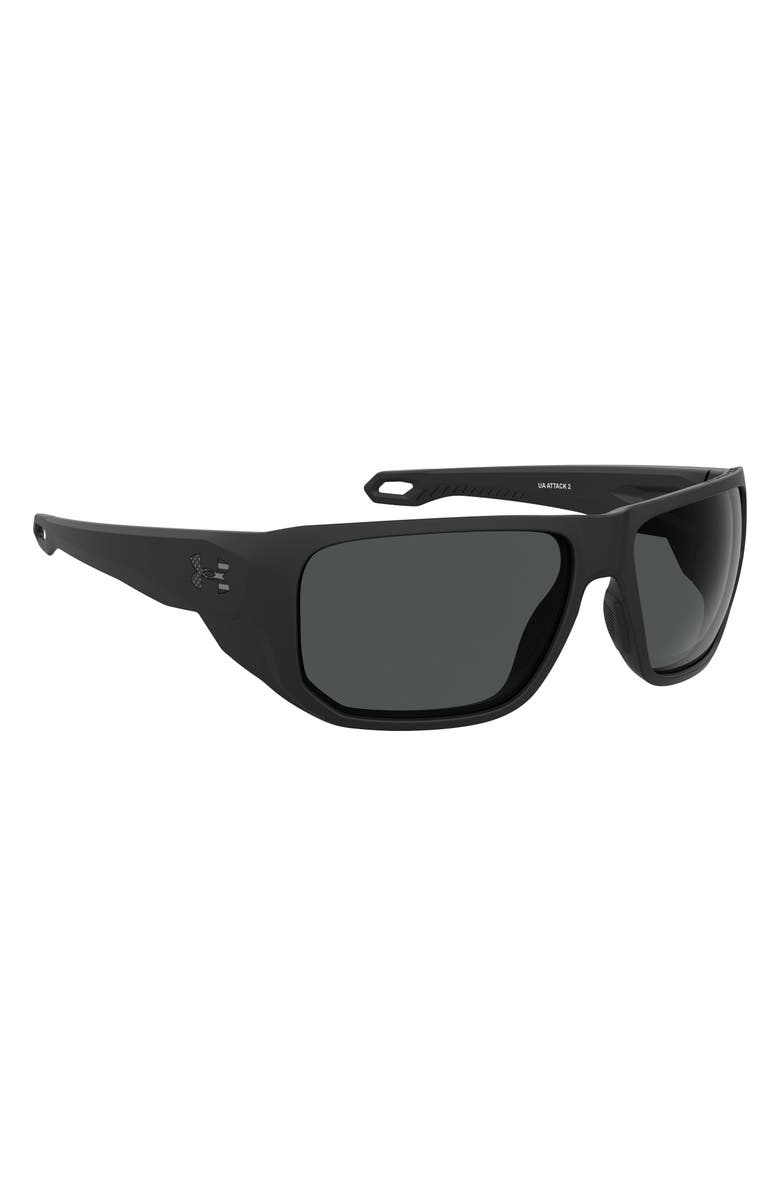 Under Armour Attack 2 63mm Wrap Sunglasses, Alternate, color, Matte Black/ Grey Oleophobic
