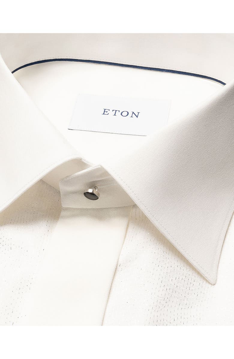 Eton Slim Fit Metallic Paisley Jacquard Bibbed Tuxedo Shirt, Alternate, color, Natural