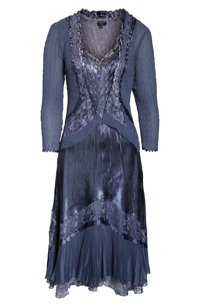 Komarov Embellished Charmeuse Midi Dress & Chiffon Jacket, Alternate, color, 