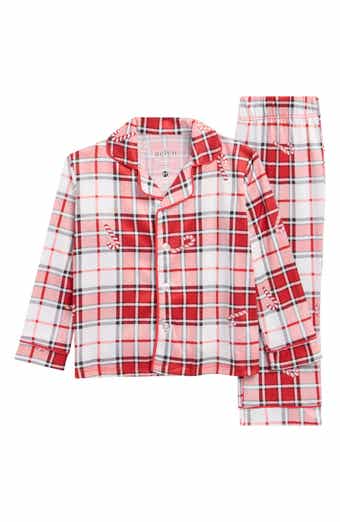 Kids' Candy Cane Plaid Fitted Two-Piece Pajamas