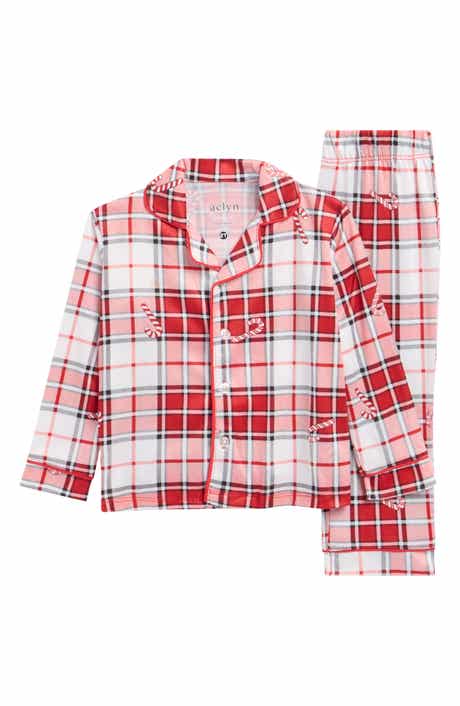 Kids' Candy Cane Plaid Fitted Two-Piece Pajamas