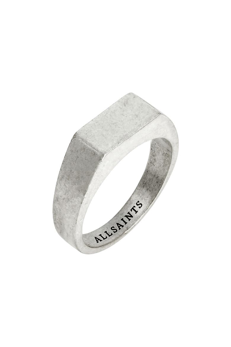 Men's Rectangle Flat Signet Ring, Main, color, WARM SILVER