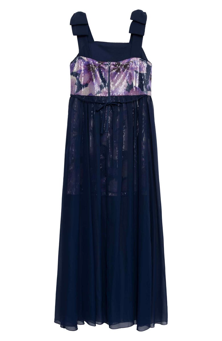 Speechless Kids' Print Sequin Walk Thru Party Dress, Alternate, color, Navy/ Purple