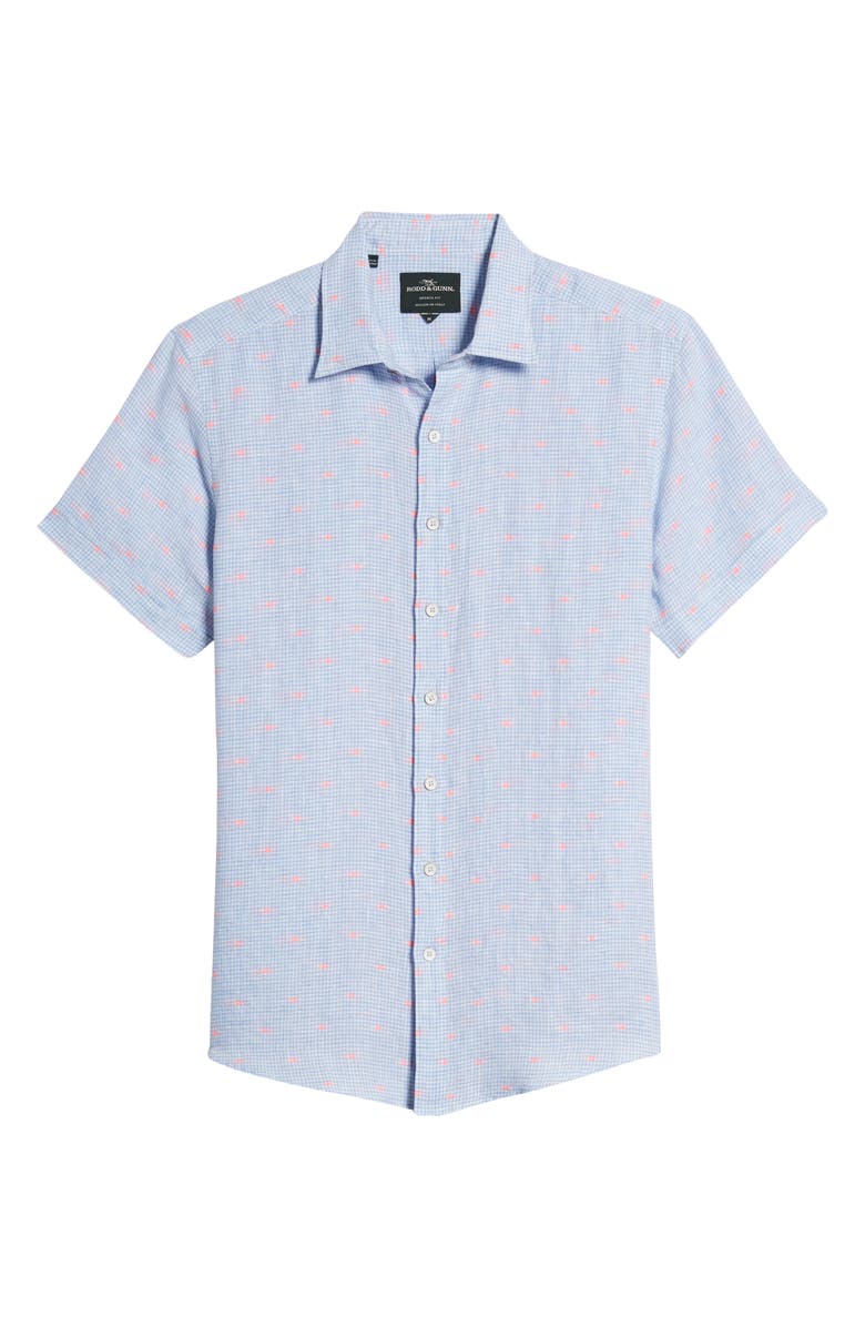 Rodd & Gunn Bidwells Sport Fit Gingham Short Sleeve Linen Blend Button-Up Shirt, Alternate, color, 