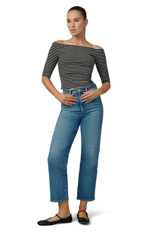 Joe's The Laur Off The Shoulder Top In Black/white Stripe