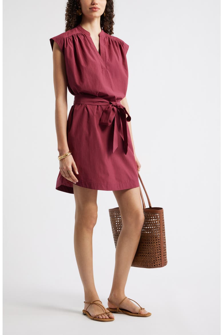 Sleeveless Belted Minidress, Alternate, color, BURGUNDY RHODE
