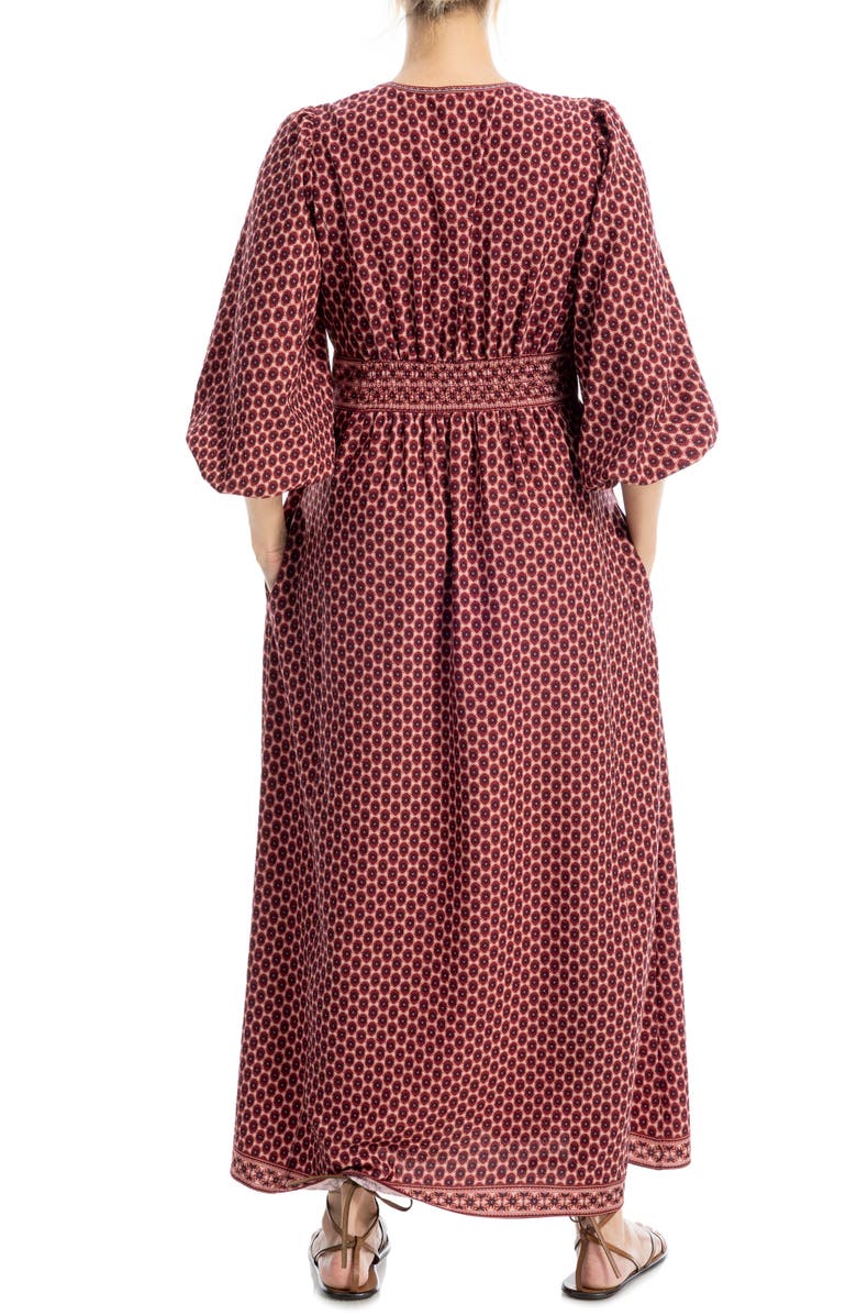 MAX STUDIO Surplice V-Neck Maxi Dress, Alternate, color, Burgandy/ Cream Sunburst