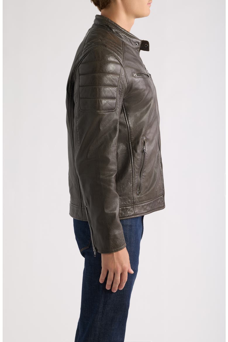 Derry Leather Jacket, Alternate, color, DARK OLIVE