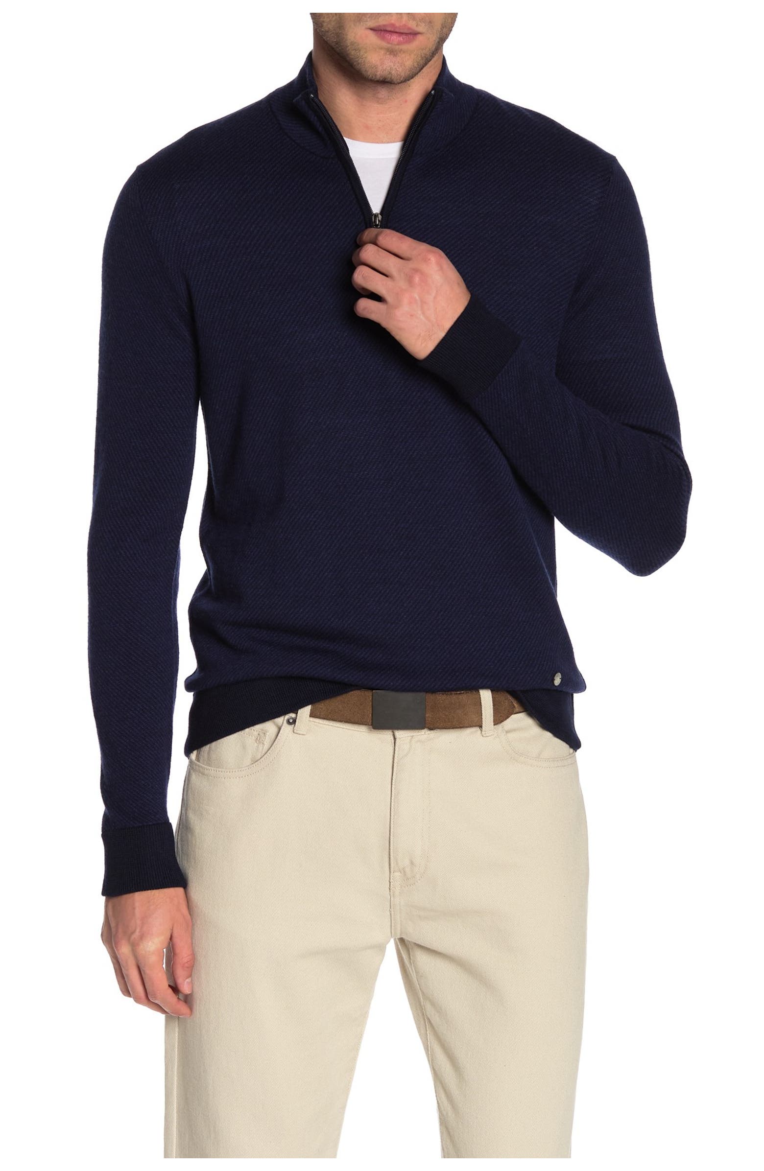 RAFFI Diagonal Stripe Mock Neck Pullover | Nordstromrack