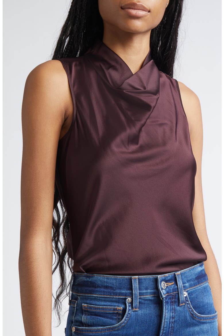 Tam Cowl Neck Sleeveless Silk Blend Top, Alternate, color, DARK CURRANT