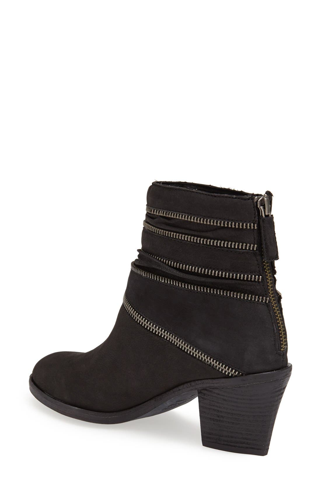 'Crown' Leather Ankle Bootie, Alternate, color, BLACK