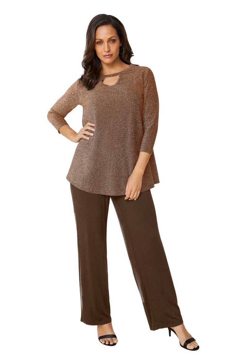 Keyhole Shimmer Tunic, Main, color, BROWN SHIMMER