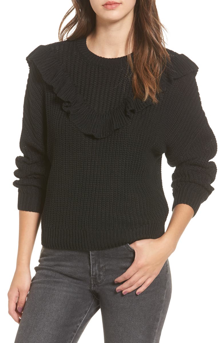 BLANKNYC Ruffle Yoke Sweater, Main, color,